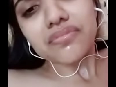 Indian girl with video call with her boy band together